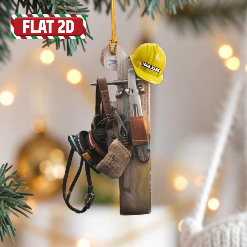Custom Lineman Tools Flat 2D Acrylic Christmas Ornament Tree Hanging Decor Personalized Utility Worker Ornament Gift for Electricians