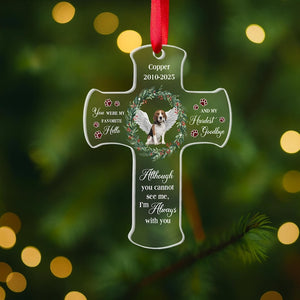 Pet Memorial Cross Ornament Personalized Dog Loss Gift with Photo, Name & Years, Pet Remembrance Christmas Keepsake