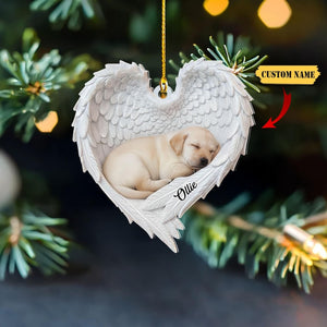 Personalized Labrador Retriever Dog Sleeping Angel Wings Ornament, Dog Christmas Ornament, Dog Car Ornament, Gift For Pet Lover