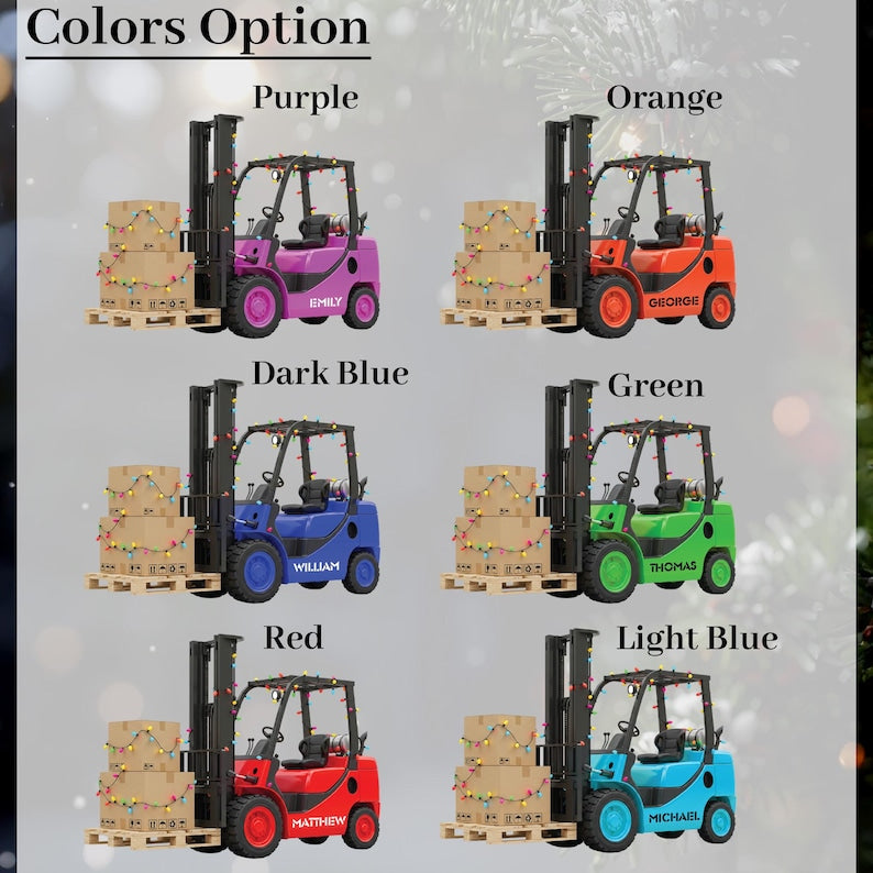 Personalized Forklift Ornament with Name, Christmas Forklift Driver Gift, Warehouse Worker Ornament, Truck Operator Ornament, Christmas Gift