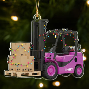 Personalized Forklift Ornament with Name, Christmas Forklift Driver Gift, Warehouse Worker Ornament, Truck Operator Ornament, Christmas Gift
