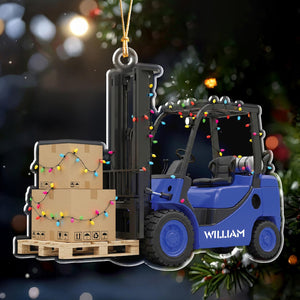 Personalized Forklift Ornament with Name, Christmas Forklift Driver Gift, Warehouse Worker Ornament, Truck Operator Ornament, Christmas Gift