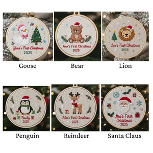 Hand Embroidered Baby's first Christmas Ornament, Custom Embroidered Hoop Ornament, Christmas Decor, Holiday Decor, Christmas Tree Decor.