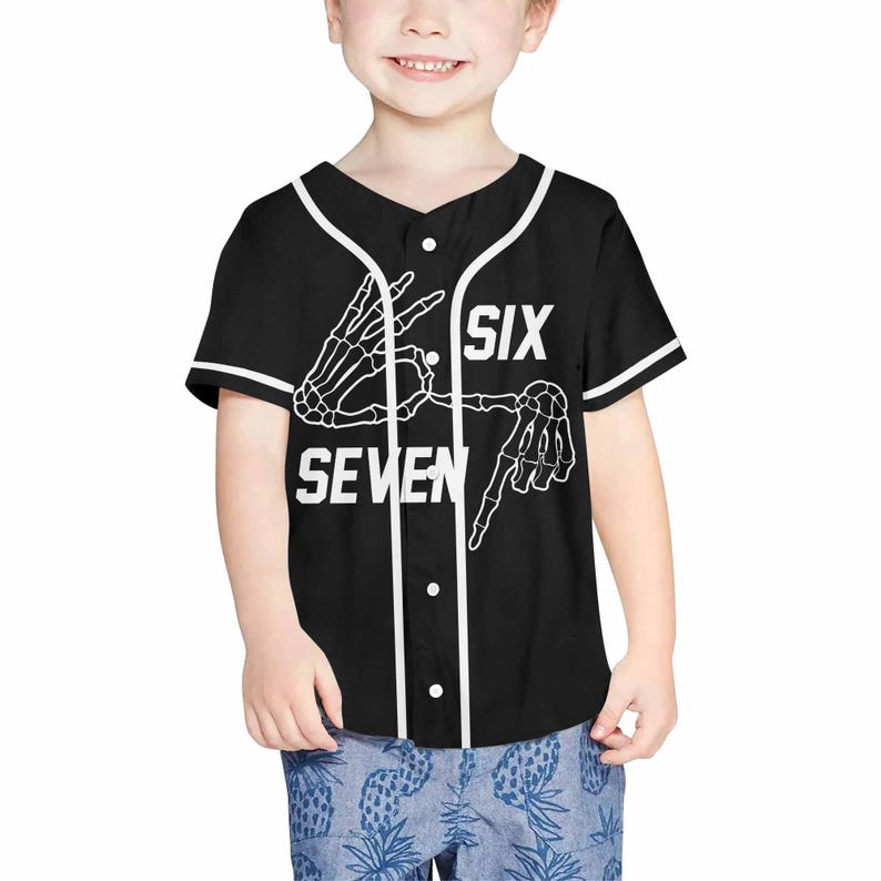 6 7 Baseball Jersey, Funny Halloween costume for kids or parents, great for teachers, six seven Tiktok trend, Meme shirt, Funny Jersey