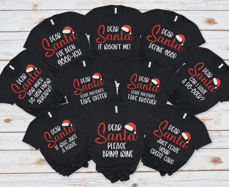 Funny Matching Christmas Pajama Shirts: Dear Santa Family Tees