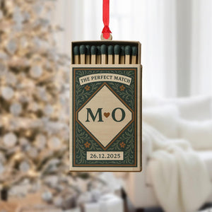 Personalized Matchbox Ornament Custom Initials and Date Hanging Decoration