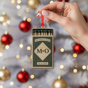 Personalized Matchbox Ornament Custom Initials and Date Hanging Decoration