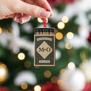 Personalized Matchbox Ornament Custom Initials and Date Hanging Decoration