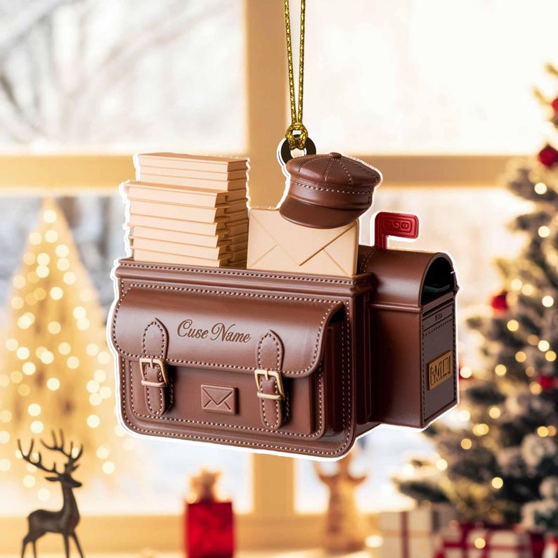 Custom Mailman Christmas Ornament, Tree Hanging Decor, Flat 2D Acrylic, Personalized Gift for Postal Worker, Husband, or Delivery Employee