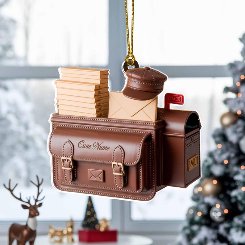 Custom Mailman Christmas Ornament, Tree Hanging Decor, Flat 2D Acrylic, Personalized Gift for Postal Worker, Husband, or Delivery Employee