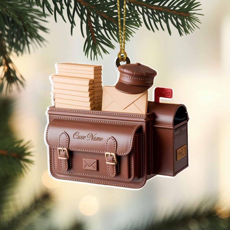 Custom Mailman Christmas Ornament, Tree Hanging Decor, Flat 2D Acrylic, Personalized Gift for Postal Worker, Husband, or Delivery Employee