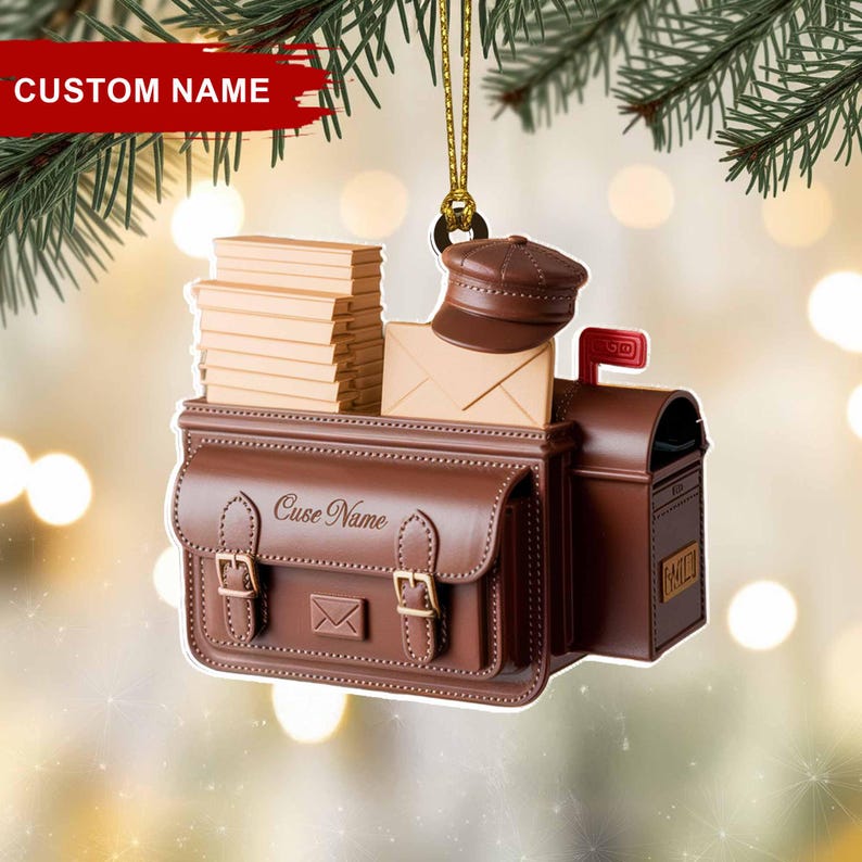 Custom Mailman Christmas Ornament, Tree Hanging Decor, Flat 2D Acrylic, Personalized Gift for Postal Worker, Husband, or Delivery Employee