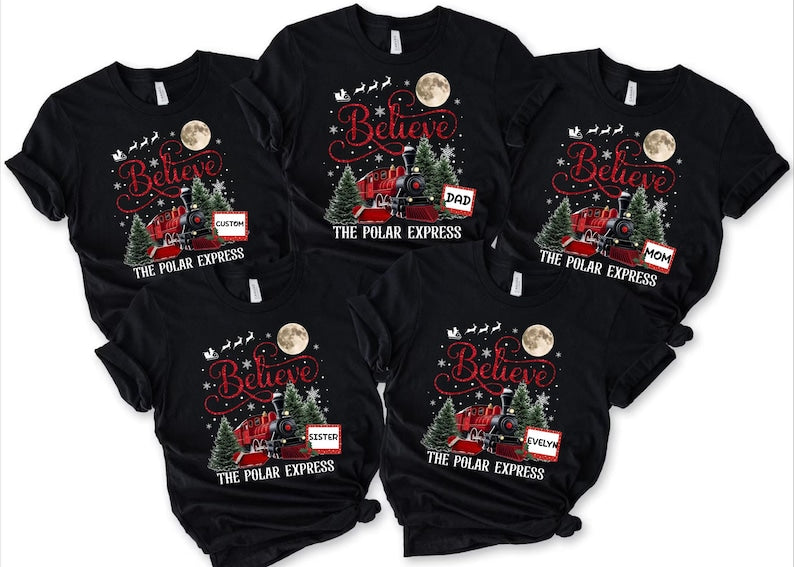 Polar Express Family Christmas Shirts: Matching Pajama Tops, Christmas Gift For Family