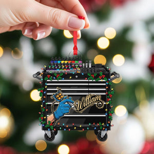 Personalized Christmas Ornament: Tattoo Cart with Machine and Inks, Hanging Decoration