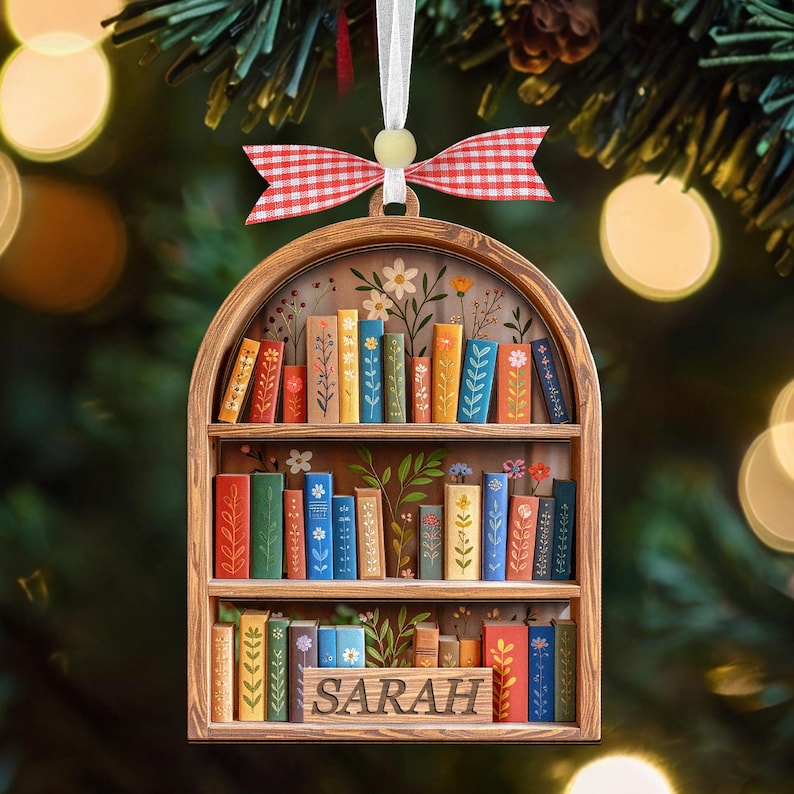 Custom Christmas Book Ornament for Book Club,Book Lover,Book Gift for Reader,Bookish,Bookshelf Decor,Librarian Xmas Gift,Christmas Ornament