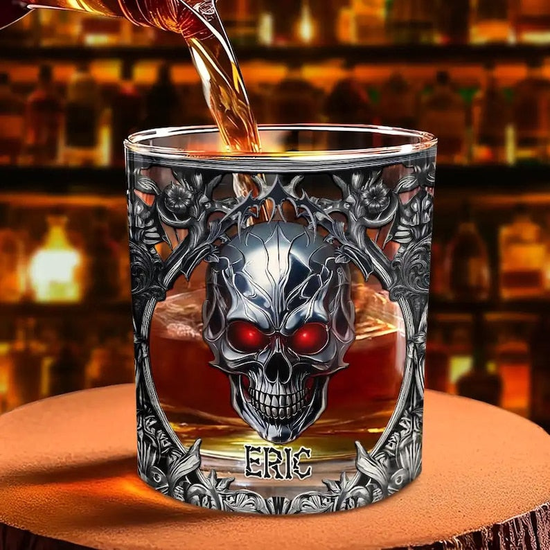 Skeleton Gothic Favorite Spirit Is Whiskey - Personalized Whiskey Glass, Bar Gift, Best Man Gift, Dad Gifts, Christmas Gift for Him