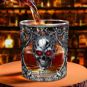Skeleton Gothic Favorite Spirit Is Whiskey - Personalized Whiskey Glass, Bar Gift, Best Man Gift, Dad Gifts, Christmas Gift for Him