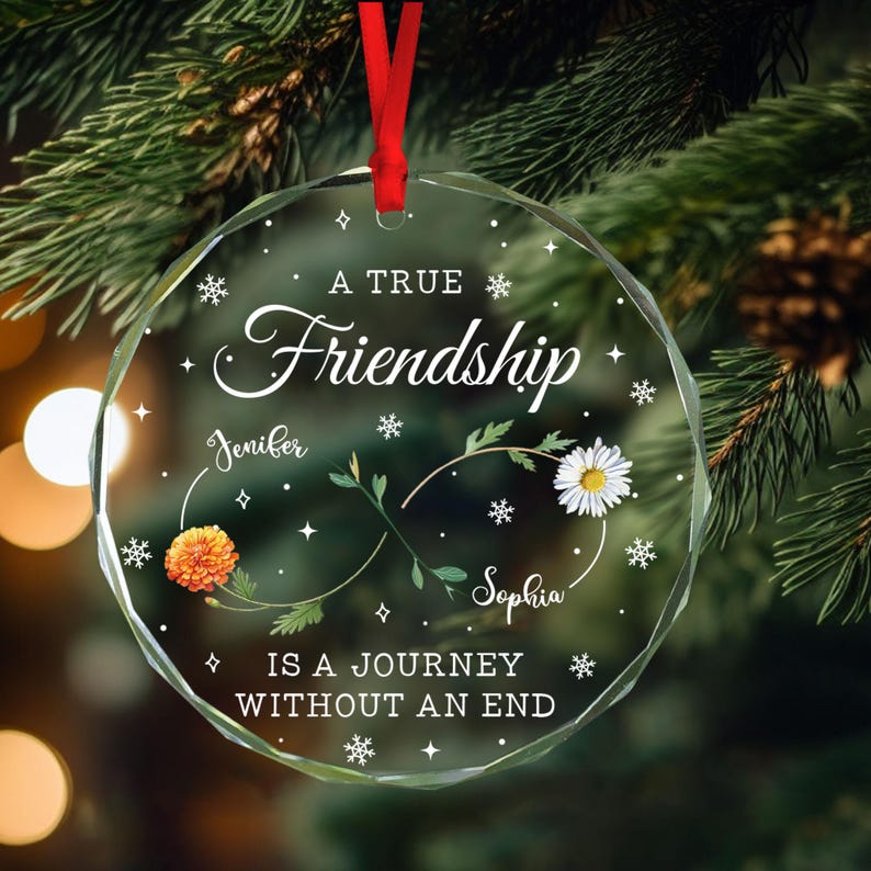 Personalized Best Friend Ornament, Month Of Birth Flower Gift For Group Friends, Friendship Gift, Gift For Soul Sister Friends Ornaments