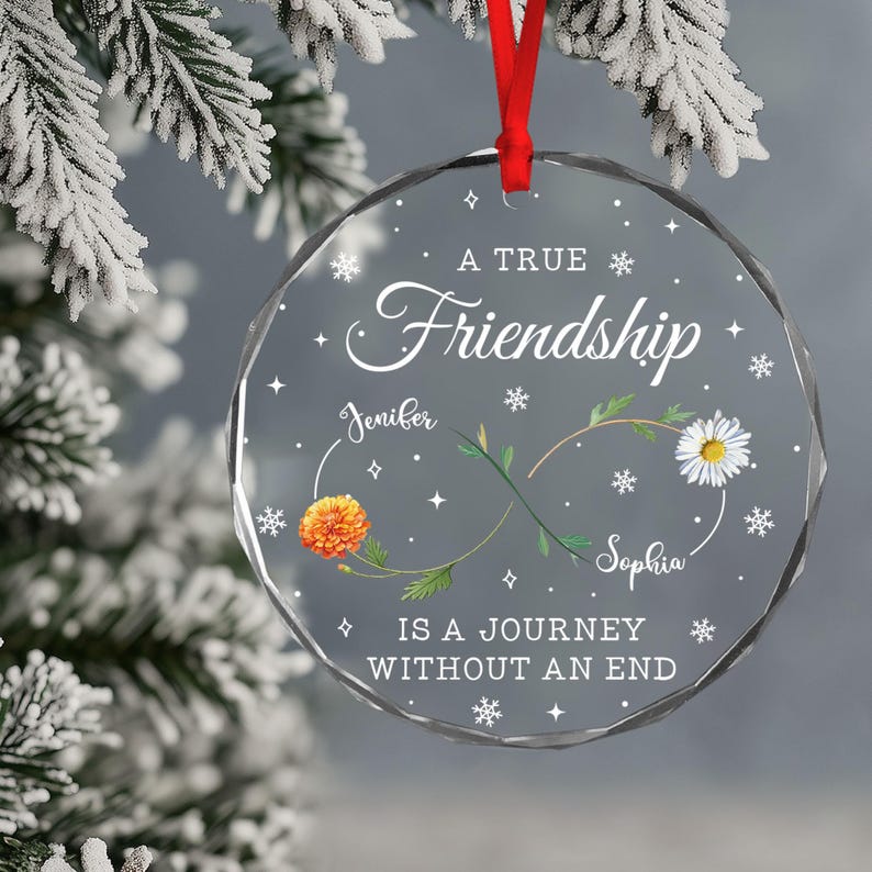 Personalized Best Friend Ornament, Month Of Birth Flower Gift For Group Friends, Friendship Gift, Gift For Soul Sister Friends Ornaments