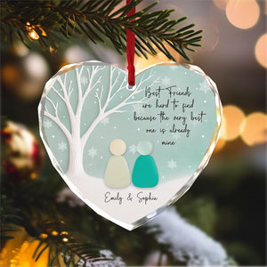 2D Flat Friendship Sea Glass Ornament, Custom Best Friend Christmas Gift, Friendship Gift, BFF Ornament, Best Friend Keepsake, Neighbor Gift