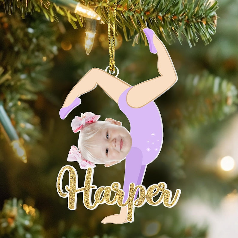 Personalized Face Gymnastics Ornament: Gymnastics Kids Gift