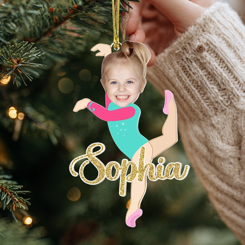 Personalized Face Gymnastics Ornament: Gymnastics Kids Gift