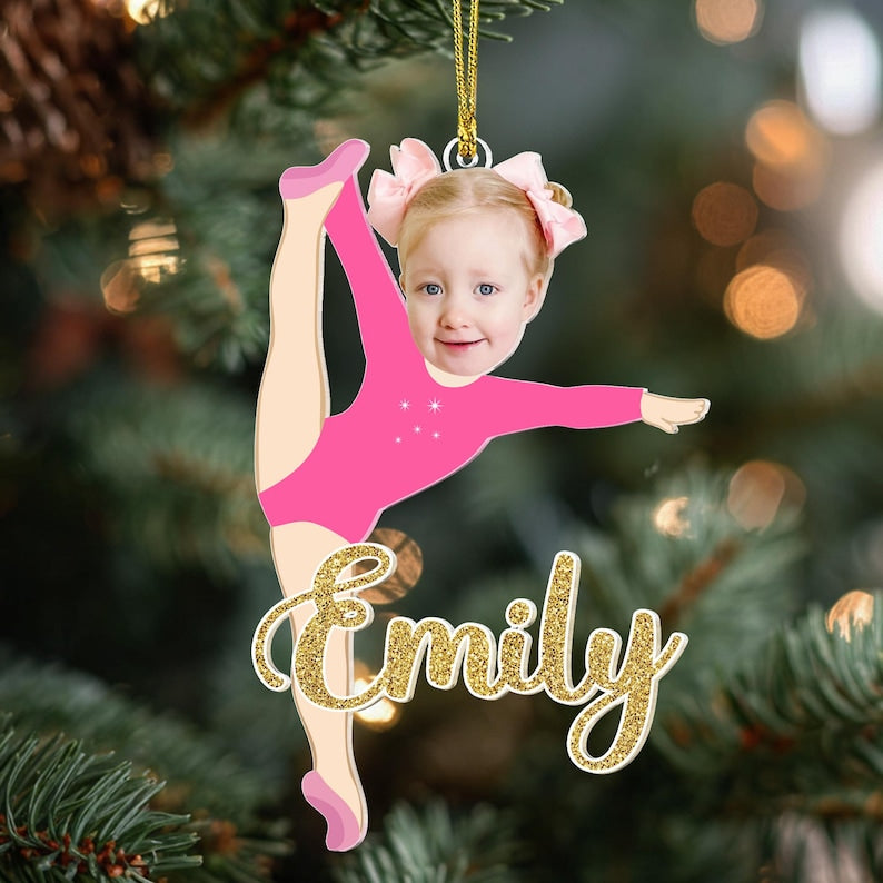 Personalized Face Gymnastics Ornament: Gymnastics Kids Gift