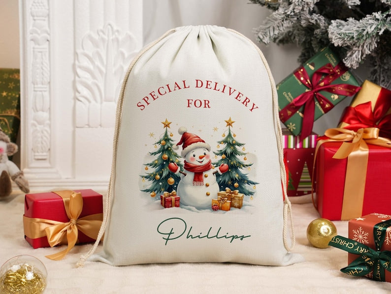 Custom Large Santa Sack, Personalized Christmas Gift Bag, Xmas Gift Bag, Christmas Eve Gift, Santa Bag, Gift for Kids,First Christmas Sack