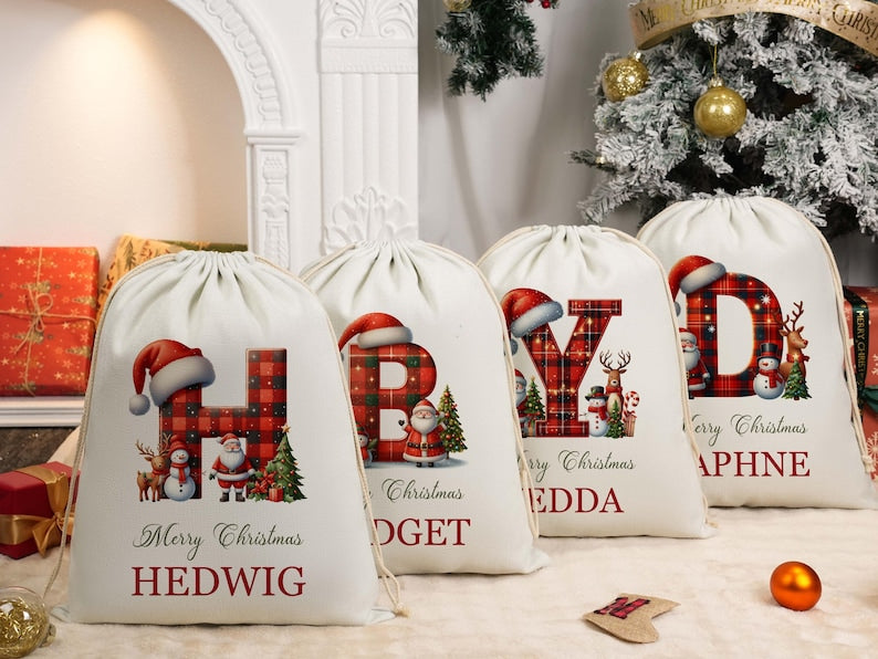 Custom Large Santa Sack, Personalized Christmas Gift Bag, Xmas Gift Bag, Christmas Eve Gift, Santa Bag, Gift for Kids,First Christmas Sack