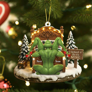 Personalized I Licked It So It's Mine Grinchmas Ornament, Naughty Couple Gift, Funny Green Monster Couple, Christmas Tree Hanging Decor Gift