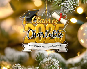 2D Class of 2025 Ornament, Personalized Graduation Christmas Ornament, High School Graduation Gift, College Graduated, New Graduate Gifts