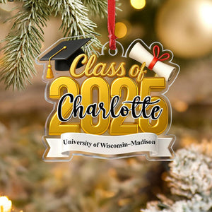 2D Class of 2025 Ornament, Personalized Graduation Christmas Ornament, High School Graduation Gift, College Graduated, New Graduate Gifts