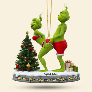 Personalized Naughty Green Couple Grinchmas Ornament, Naughty Couple Gift, Funny Green Monster Couple, Christmas Tree Hanging Decor Gift