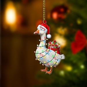 Personalized Goose Ornament Custom Name Santa Hat Farm Animal Christmas Tree Decoration