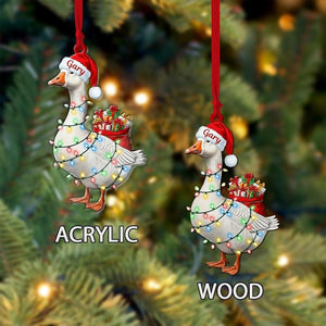Personalized Goose Ornament Custom Name Santa Hat Farm Animal Christmas Tree Decoration