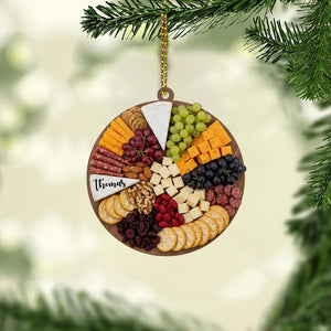 Personalized Charcuterie Board Ornament Custom Name Food Cheese Meat Christmas Tree Decoration