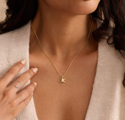 Custom Bubble Initial Necklace, Minimalist Bubble Letter Necklace, Personalized Charm Jewelry, Daily, Gift for Her, Christmas Gift