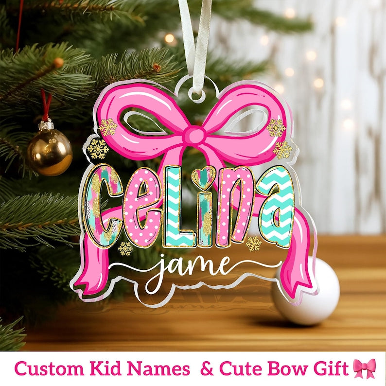 Personalized Christmas Ornament 2025: Custom Girl's Name, Acrylic