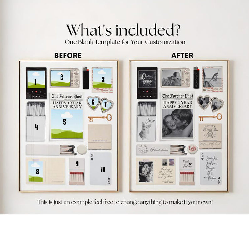 Custom Matchbox Art Template DIY Canva Matchbook Poster First Anniversary Gift for Boyfriend or Girlfriend Custom Birthday Wall Art Print