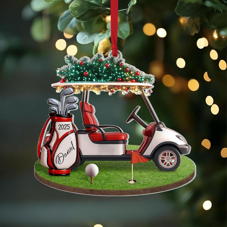 Custom Golf Christmas Ornament,Golf Backpack Ornament,Golf Club Keepsake,Golf Lover Gift for Golf Dad, Gift For Pro Golfer, Golf Player Gift