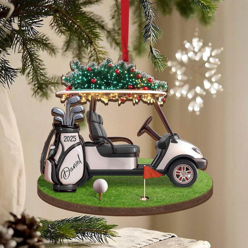Custom Golf Christmas Ornament,Golf Backpack Ornament,Golf Club Keepsake,Golf Lover Gift for Golf Dad, Gift For Pro Golfer, Golf Player Gift