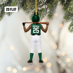 Personalized Kid Softball Player 2D Flat Ornament, Custom Name Softball Ornament, Softball Keepsake, Softball Uniform Ornament,Gift for Kids