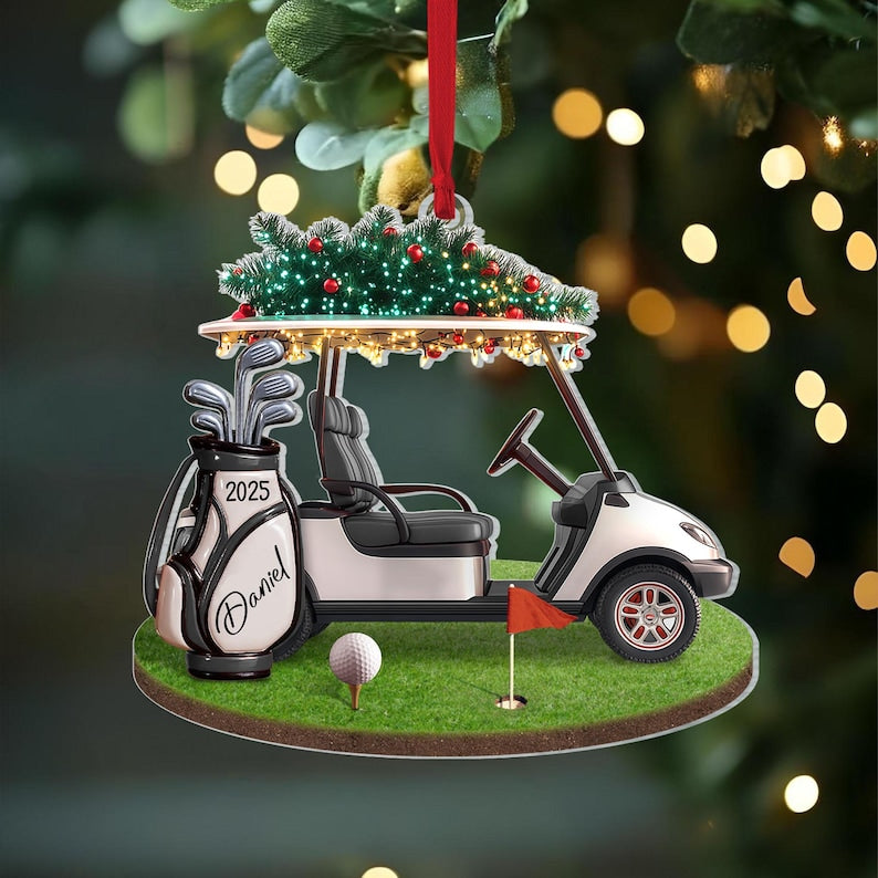 Custom Golf Christmas Ornament,Golf Backpack Ornament,Golf Club Keepsake,Golf Lover Gift for Golf Dad, Gift For Pro Golfer, Golf Player Gift