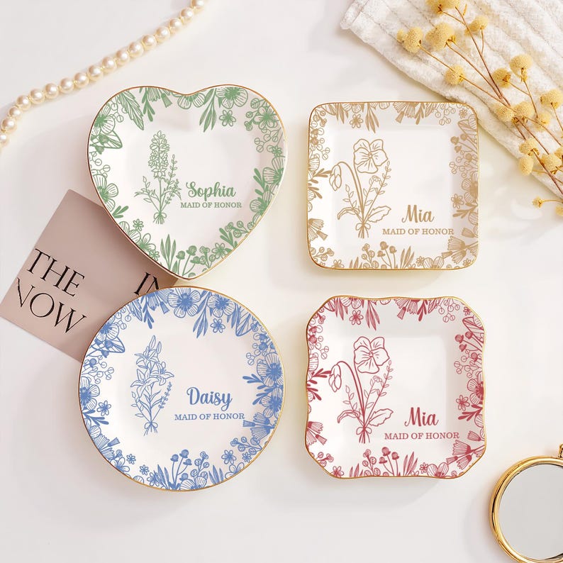 Personalized Maid of Honor Ceramic Jewelry Dish,Bridesmaid Proposal Gift,Maid of Honor Gift,Friendship Gift,Ceramic Ring Holder Wedding gift