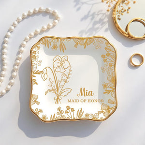 Personalized Maid of Honor Ceramic Jewelry Dish,Bridesmaid Proposal Gift,Maid of Honor Gift,Friendship Gift,Ceramic Ring Holder Wedding gift