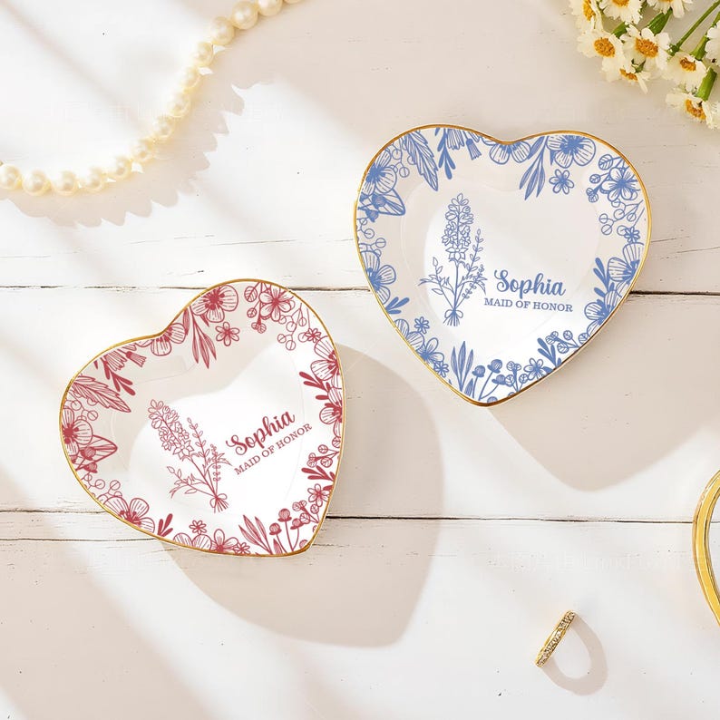 Personalized Maid of Honor Ceramic Jewelry Dish,Bridesmaid Proposal Gift,Maid of Honor Gift,Friendship Gift,Ceramic Ring Holder Wedding gift