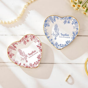 Personalized Maid of Honor Ceramic Jewelry Dish,Bridesmaid Proposal Gift,Maid of Honor Gift,Friendship Gift,Ceramic Ring Holder Wedding gift