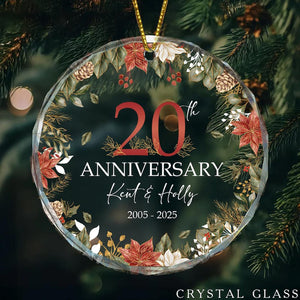 20th Wedding Anniversary Gift, Personalized Anniversary Glass Ornament, Custom Parents' Anniversary Gift, Custom Anniversary Gift