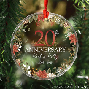 20th Wedding Anniversary Gift, Personalized Anniversary Glass Ornament, Custom Parents' Anniversary Gift, Custom Anniversary Gift