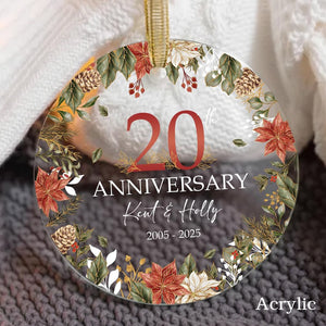 20th Wedding Anniversary Gift, Personalized Anniversary Glass Ornament, Custom Parents' Anniversary Gift, Custom Anniversary Gift